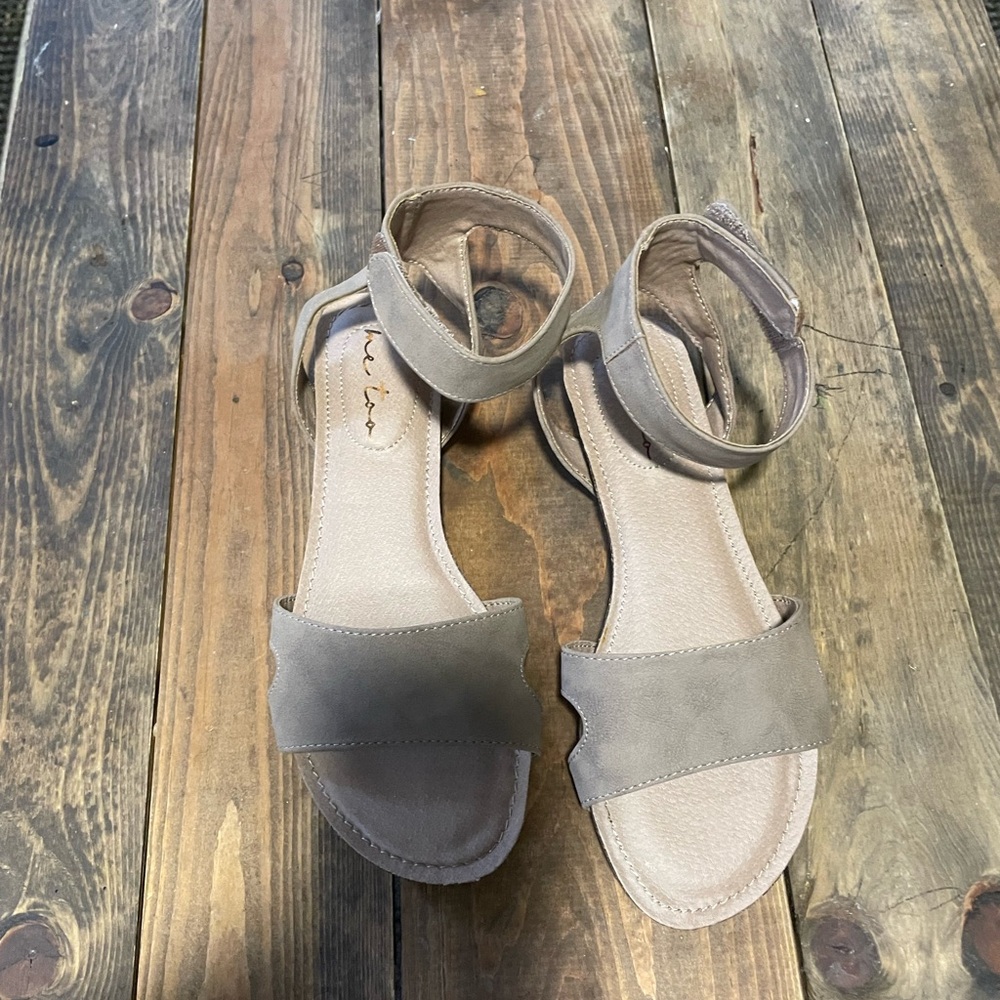 Adam Tucker Taupe Sandals with Ankle Strap
